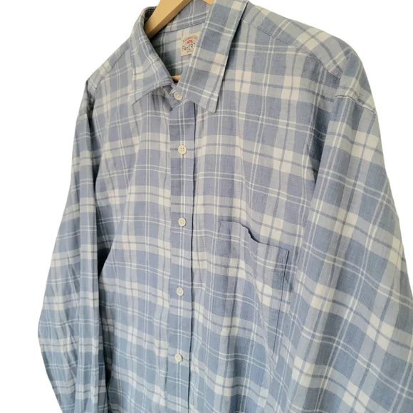 Faherty Ventura Light Blue Plaid Sport Shirt Cotton Stretch Mens Button … - Picture 11 of 16